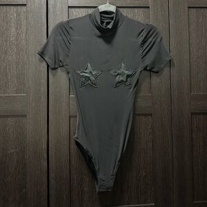 UO Black Mesh Star Pasty Sheer Bodysuit